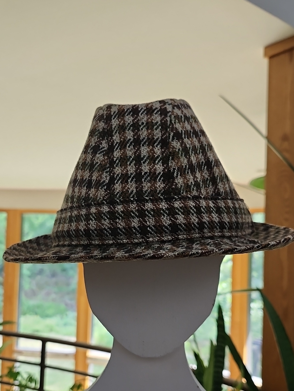 Christys' London Trilby Hat Brown Houndstooth Check Tweed McCrae Hall Line